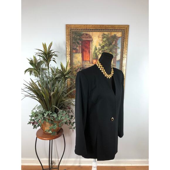 Kasper And Company ASL Women Jacket Size 6 Black 100% Wool V-neck Single Button - Picture 4 of 11